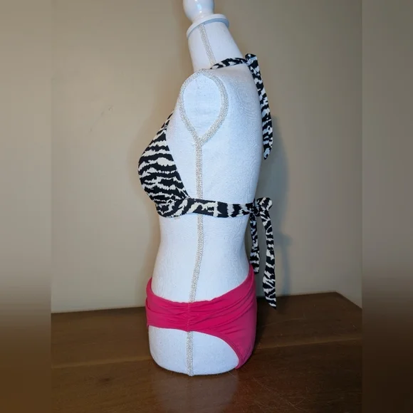 Victoria's Secret Zebra Tie Bikini Top & Pink Kenneth Cole bottom 34C - Picture 6 of 13